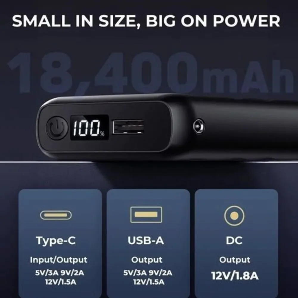 GOTOBI 12V 18400mAh Heated Jacket Battery Pack - Power Bank Black